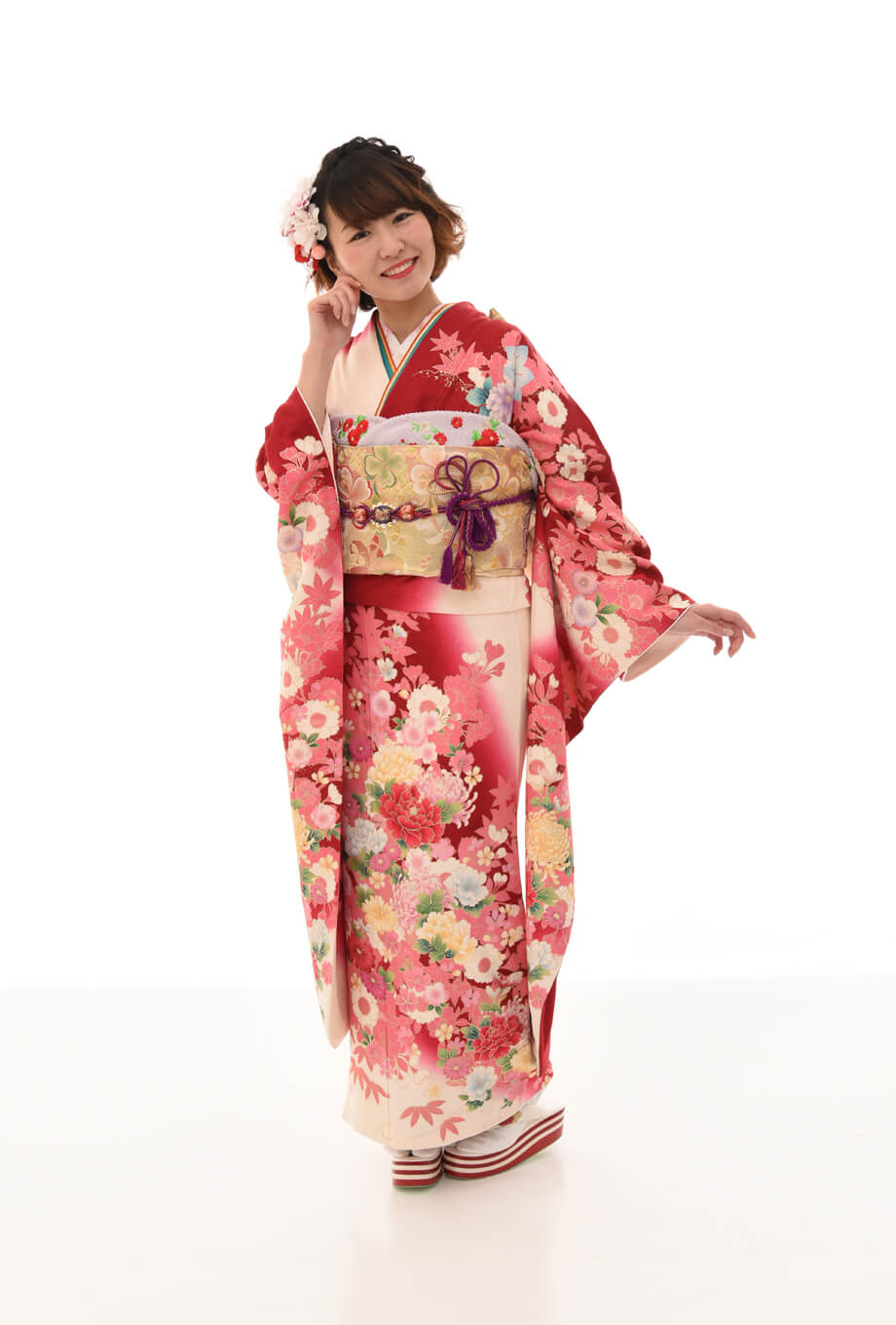 【振袖/着物/通販レンタル】グラマラス　赤M